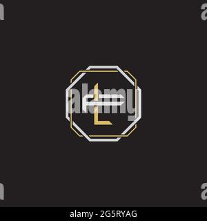 Initial letter overlapping interlock logo monogram line art style isolated on black background template Stock Vector