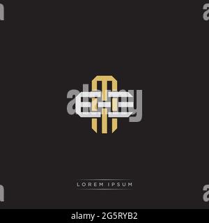 Initial letter overlapping interlock logo monogram line art style isolated on black background template Stock Vector