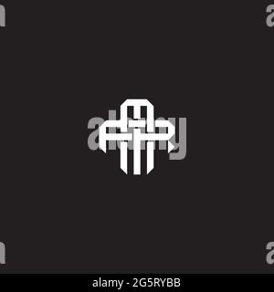 Initial letter overlapping interlock logo monogram line art style isolated on black background template Stock Vector