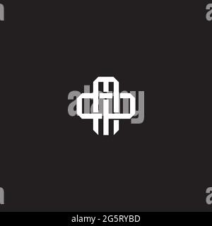 Initial letter overlapping interlock logo monogram line art style isolated on black background template Stock Vector