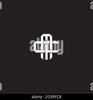 Initial letter overlapping interlock logo monogram line art style isolated on black background template Stock Vector