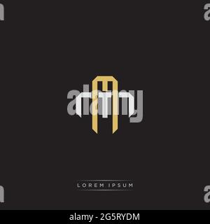 Initial letter overlapping interlock logo monogram line art style isolated on black background template Stock Vector
