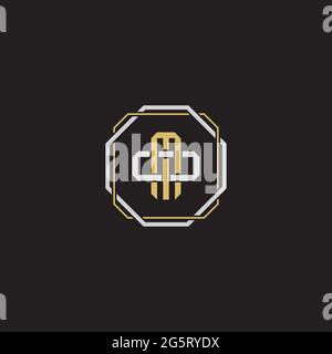 Initial letter overlapping interlock logo monogram line art style isolated on black background template Stock Vector