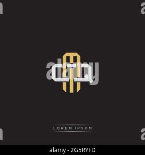 Initial letter overlapping interlock logo monogram line art style isolated on black background template Stock Vector