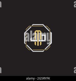 Initial letter overlapping interlock logo monogram line art style isolated on black background template Stock Vector