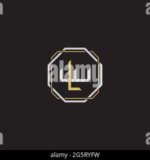 Initial letter overlapping interlock logo monogram line art style isolated on black background template Stock Vector