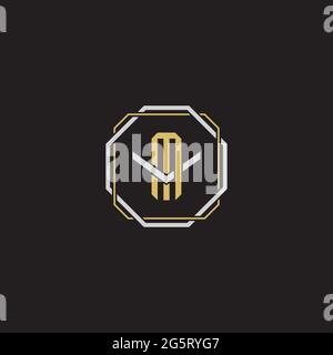 Initial letter overlapping interlock logo monogram line art style isolated on black background template Stock Vector