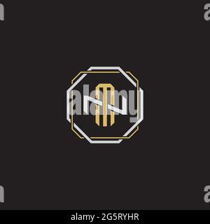 Initial letter overlapping interlock logo monogram line art style isolated on black background template Stock Vector