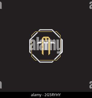 Initial letter overlapping interlock logo monogram line art style isolated on black background template Stock Vector