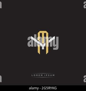 Initial letter overlapping interlock logo monogram line art style isolated on black background template Stock Vector