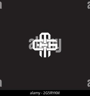 Initial letter overlapping interlock logo monogram line art style isolated on black background template Stock Vector