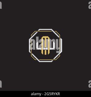 Initial letter overlapping interlock logo monogram line art style isolated on black background template Stock Vector