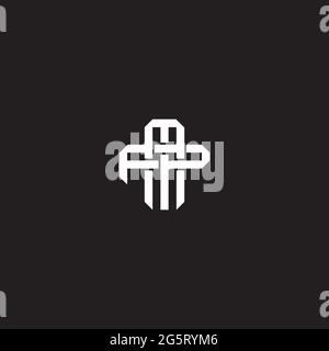 Initial letter overlapping interlock logo monogram line art style isolated on black background template Stock Vector