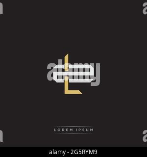 Initial letter overlapping interlock logo monogram line art style isolated on black background template Stock Vector