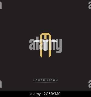 Initial letter overlapping interlock logo monogram line art style isolated on black background template Stock Vector