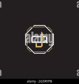 Initial letter overlapping interlock logo monogram line art style isolated on black background template Stock Vector
