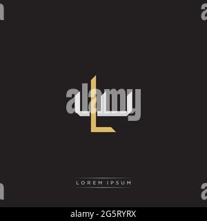 Initial letter overlapping interlock logo monogram line art style isolated on black background template Stock Vector