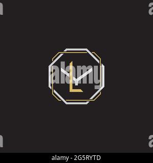 Initial letter overlapping interlock logo monogram line art style isolated on black background template Stock Vector