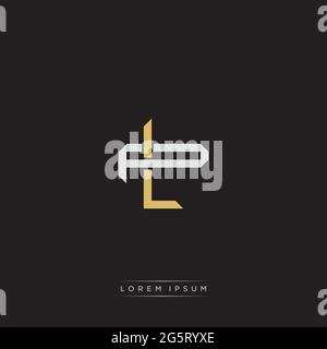 Initial letter overlapping interlock logo monogram line art style isolated on black background template Stock Vector