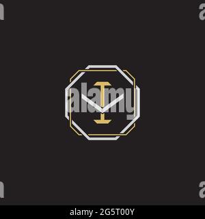 Initial letter overlapping interlock logo monogram line art style isolated on black background template Stock Vector