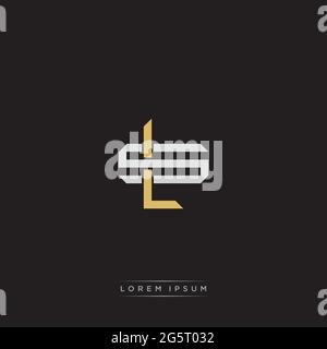 Initial letter overlapping interlock logo monogram line art style isolated on black background template Stock Vector
