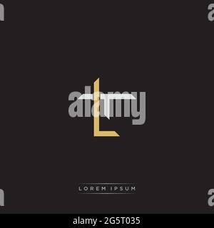 Initial letter overlapping interlock logo monogram line art style isolated on black background template Stock Vector