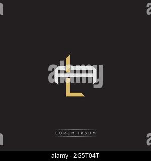 Initial letter overlapping interlock logo monogram line art style isolated on black background template Stock Vector