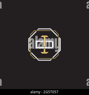 Initial letter overlapping interlock logo monogram line art style isolated on black background template Stock Vector