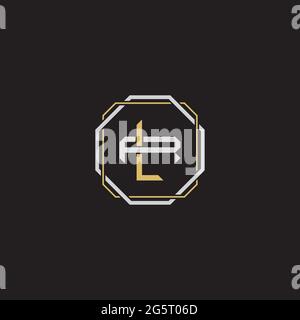 Initial letter overlapping interlock logo monogram line art style isolated on black background template Stock Vector