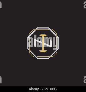 Initial letter overlapping interlock logo monogram line art style isolated on black background template Stock Vector