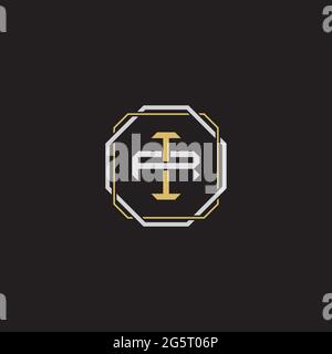 Initial letter overlapping interlock logo monogram line art style isolated on black background template Stock Vector