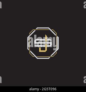 Initial letter overlapping interlock logo monogram line art style isolated on black background template Stock Vector