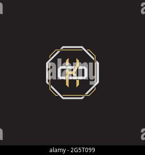 Initial letter overlapping interlock logo monogram line art style isolated on black background template Stock Vector