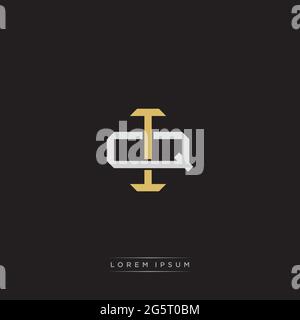 Initial letter overlapping interlock logo monogram line art style isolated on black background template Stock Vector