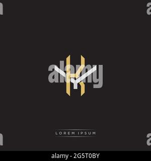 Initial letter overlapping interlock logo monogram line art style isolated on black background template Stock Vector