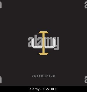 Initial letter overlapping interlock logo monogram line art style isolated on black background template Stock Vector