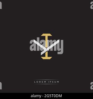Initial letter overlapping interlock logo monogram line art style isolated on black background template Stock Vector