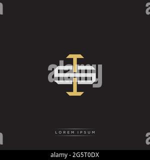 Initial letter overlapping interlock logo monogram line art style isolated on black background template Stock Vector