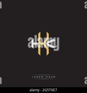 Initial letter overlapping interlock logo monogram line art style isolated on black background template Stock Vector