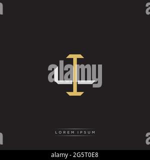Initial letter overlapping interlock logo monogram line art style isolated on black background template Stock Vector