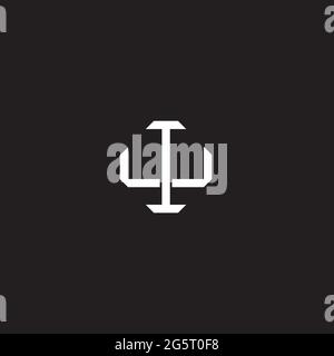 Initial letter overlapping interlock logo monogram line art style isolated on black background template Stock Vector
