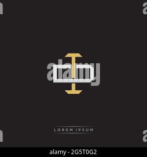 Initial letter overlapping interlock logo monogram line art style isolated on black background template Stock Vector