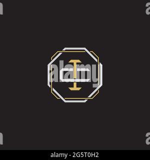 Initial letter overlapping interlock logo monogram line art style isolated on black background template Stock Vector