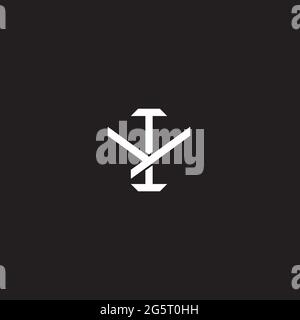 Initial letter overlapping interlock logo monogram line art style isolated on black background template Stock Vector