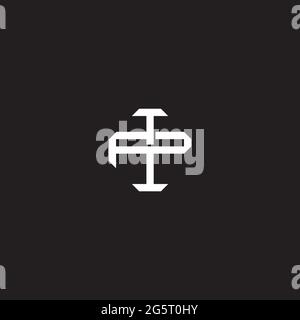 Initial letter overlapping interlock logo monogram line art style isolated on black background template Stock Vector