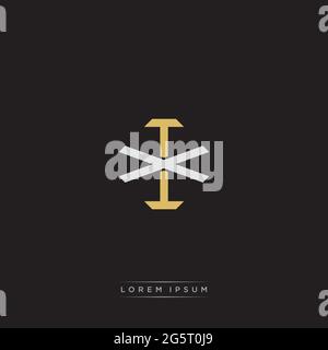 Initial letter overlapping interlock logo monogram line art style isolated on black background template Stock Vector