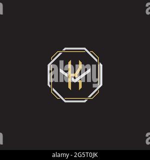 Initial letter overlapping interlock logo monogram line art style isolated on black background template Stock Vector