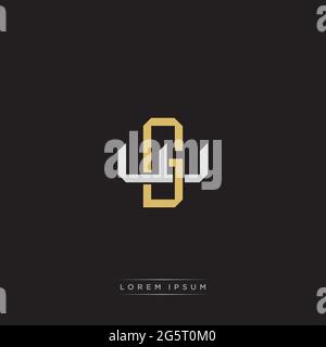 Initial letter overlapping interlock logo monogram line art style isolated on black background template Stock Vector