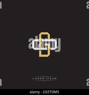Initial letter overlapping interlock logo monogram line art style isolated on black background template Stock Vector