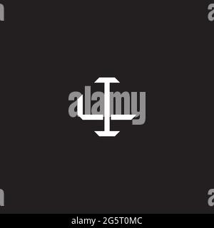 Initial letter overlapping interlock logo monogram line art style isolated on black background template Stock Vector